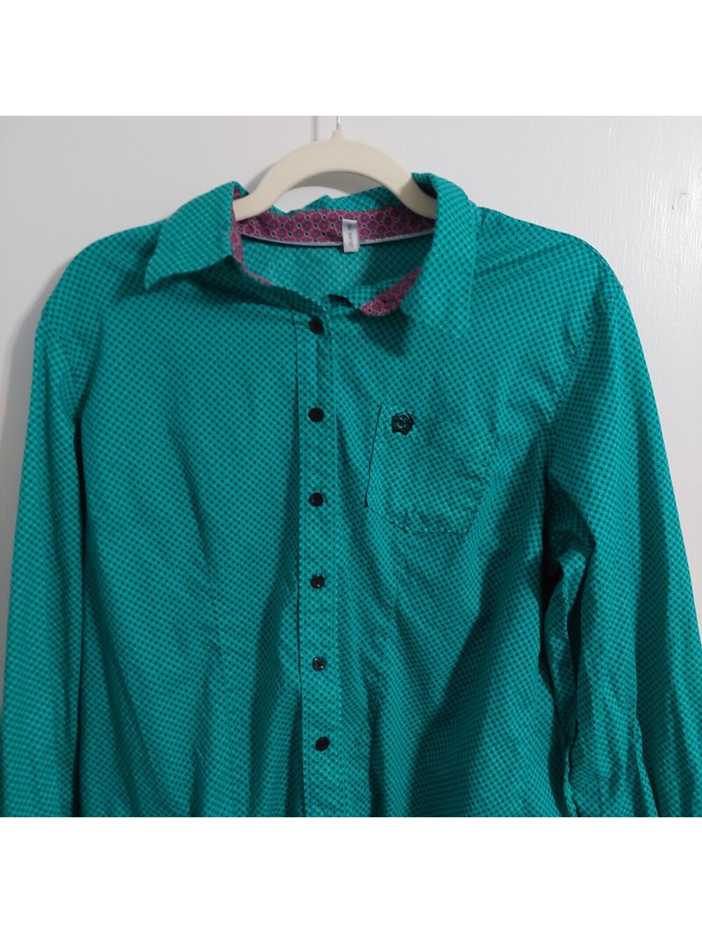 Cinch Women's Turquoise Cotton Long Sleeve Button-Up Shirt